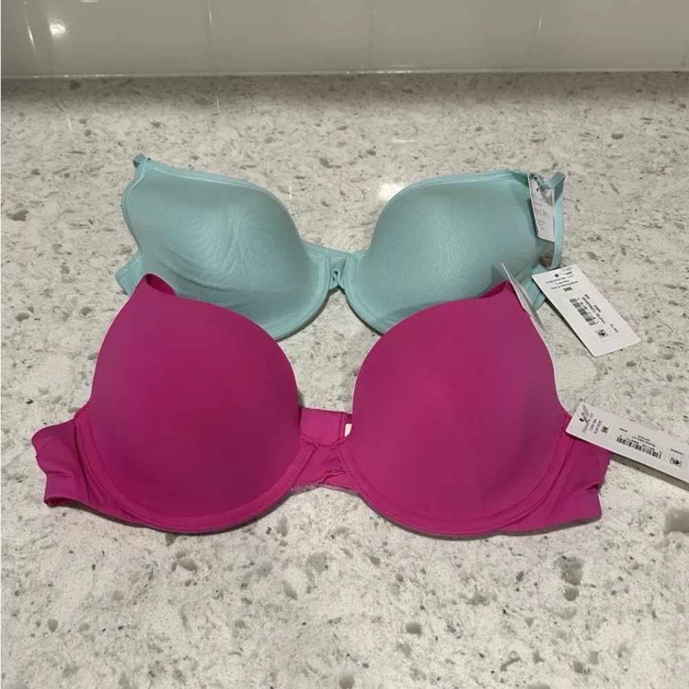 NWT On Gossamerr Underwire T Shirt Bra Siz 34B Turquoise /Rose Violet - Not Same